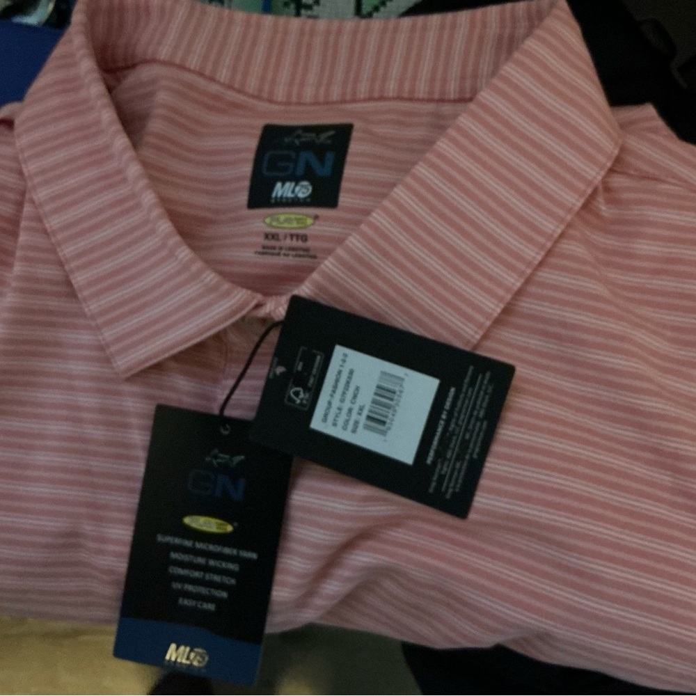 Greg Norman Collection Pink Striped Polo Shirt